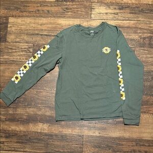Vans Green Long Sleeve Tee with Sunflower Design